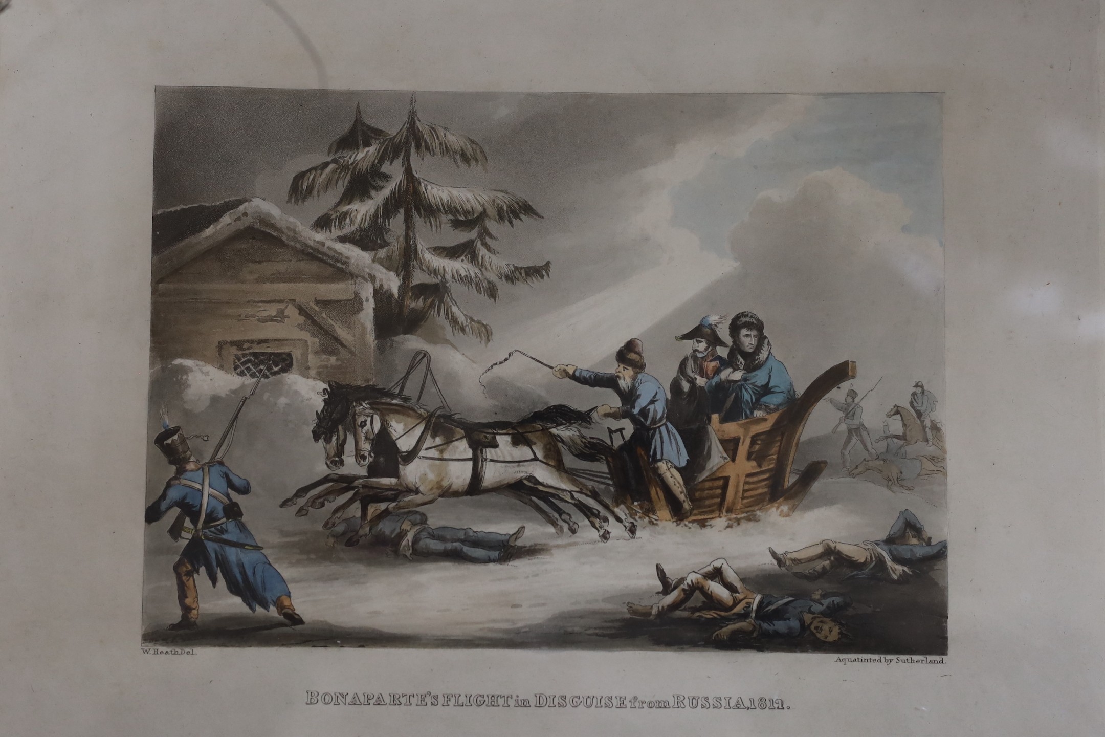 W Heath & T Sutherland, a set of five Napoleonic wars aquatints
